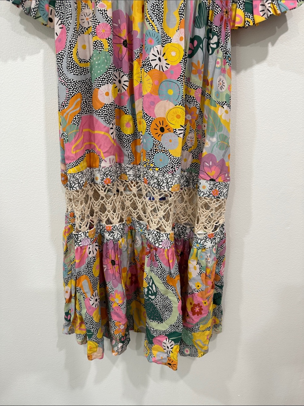 CeliaB Multicolor Floral Crochet-Trim Midi Dress with Ruffle Accents - Picture 10 of 14